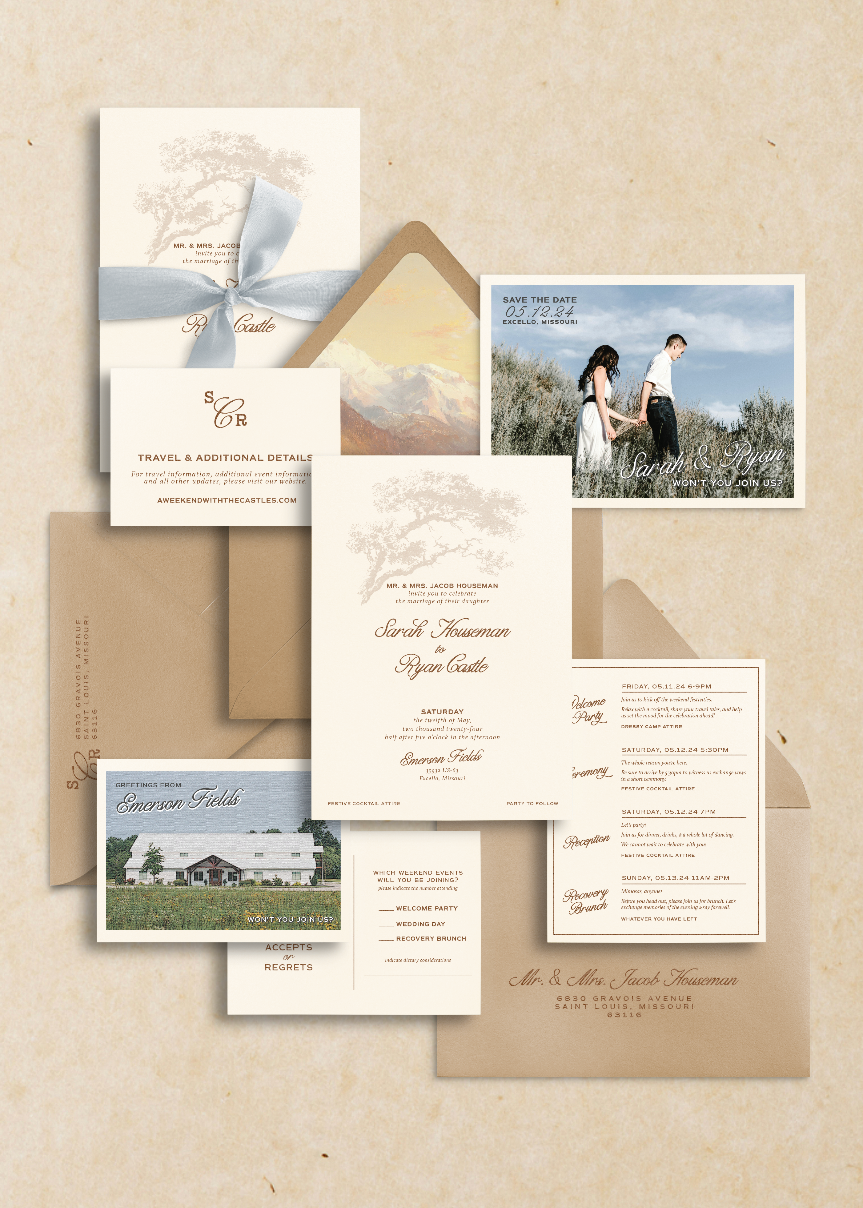 Emerson Suite Semi-Custom Wedding Invitations from Leighwood
