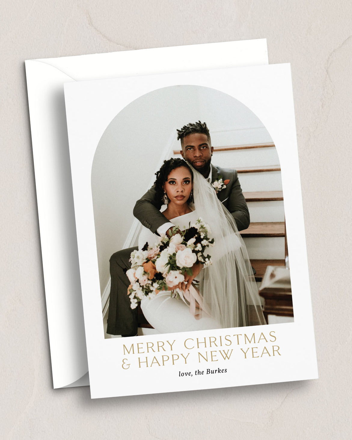 Merry Christmas + Happy New Year Arch Photo Card from Leighwood Design Studio