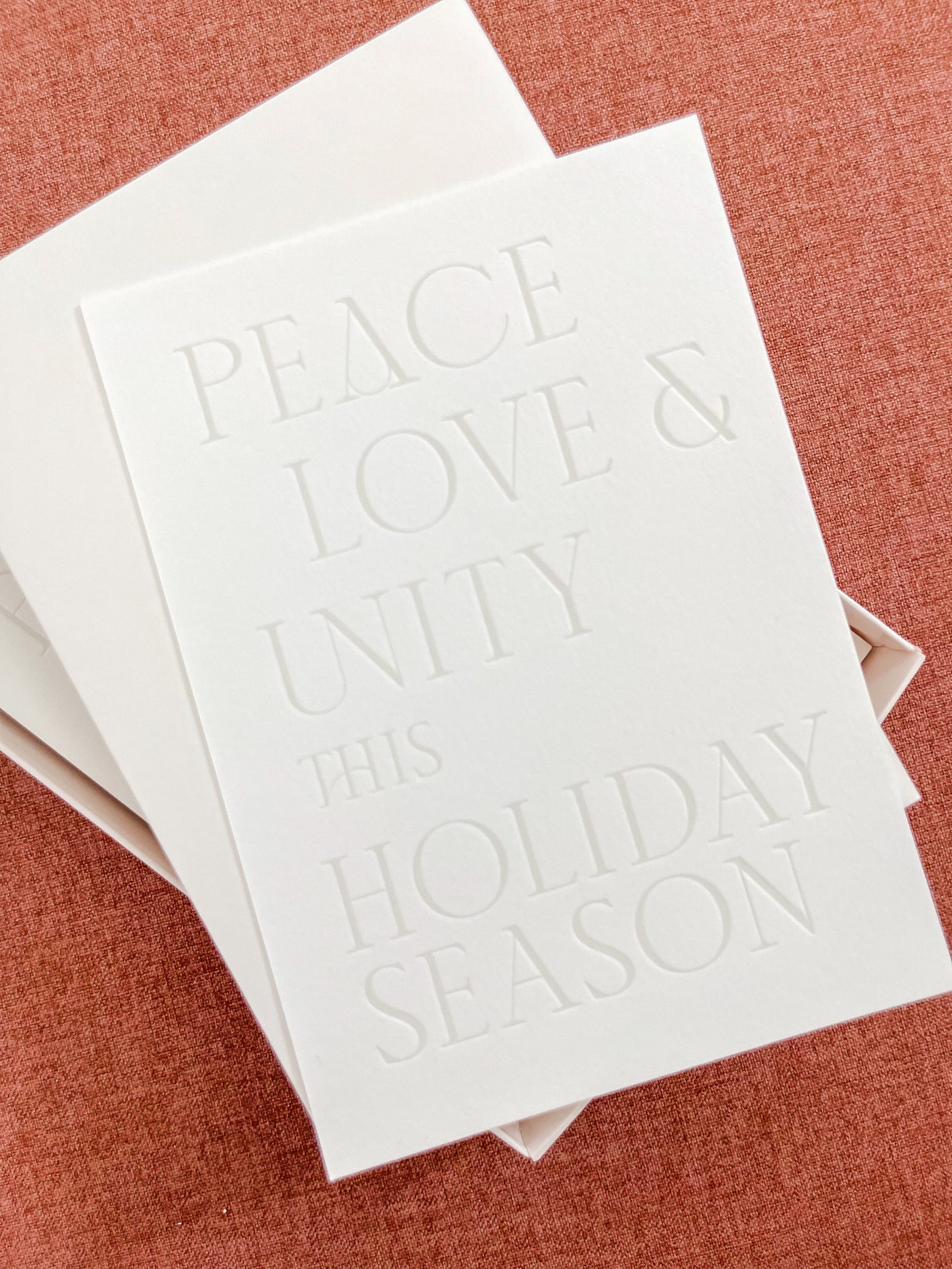Peace, Love + Unity Letterpress Card