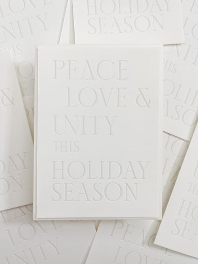 Peace, Love + Unity Letterpress Card