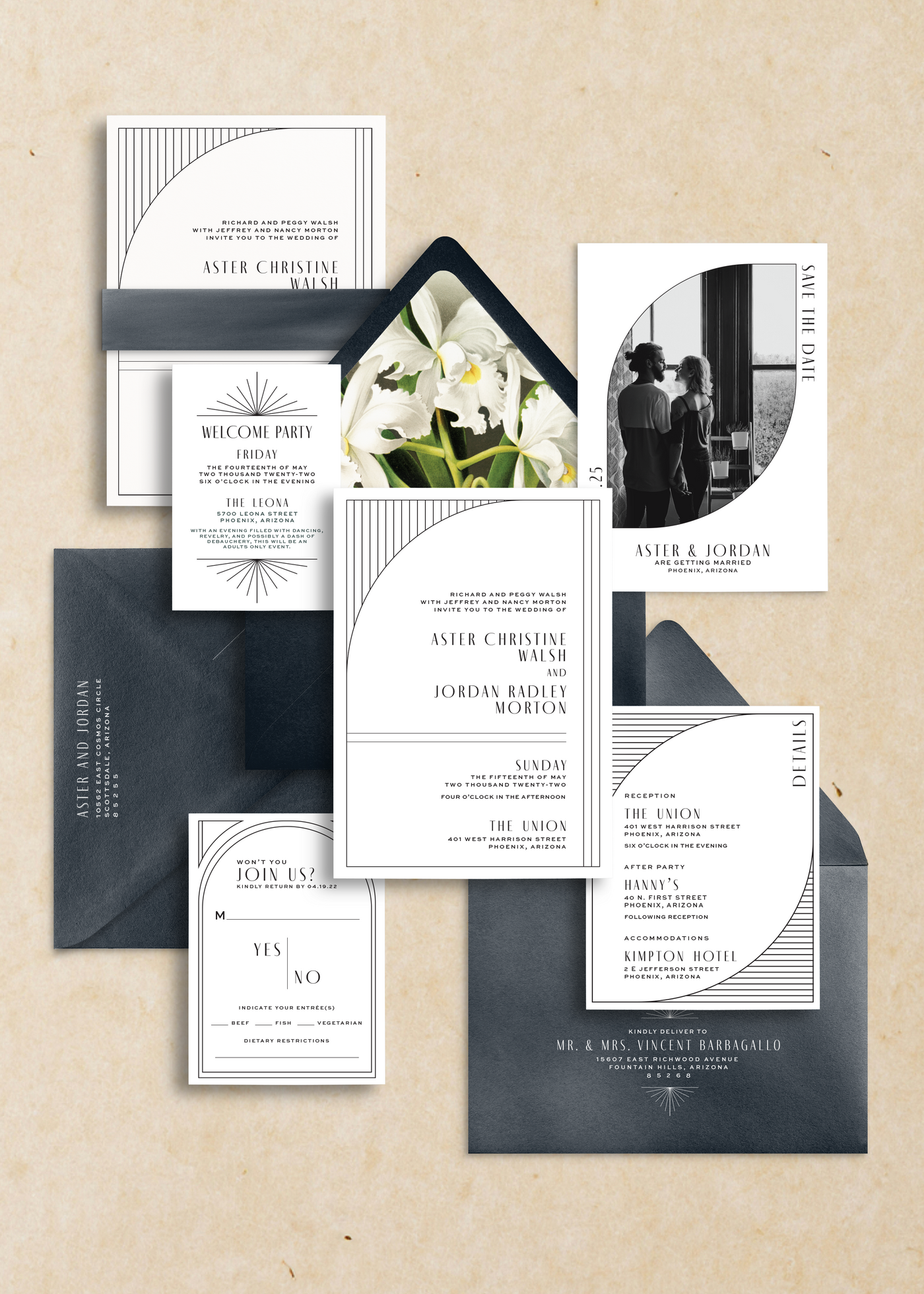 Aster Semi-Custom Wedding Invitation Suite