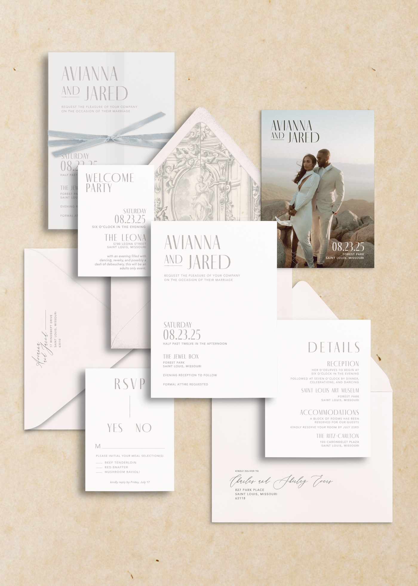 Avianna Semi-Custom Wedding Invitation Suite