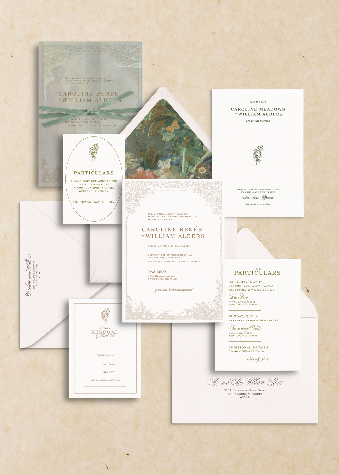 Caroline Semi-Custom Wedding Invitation Suite