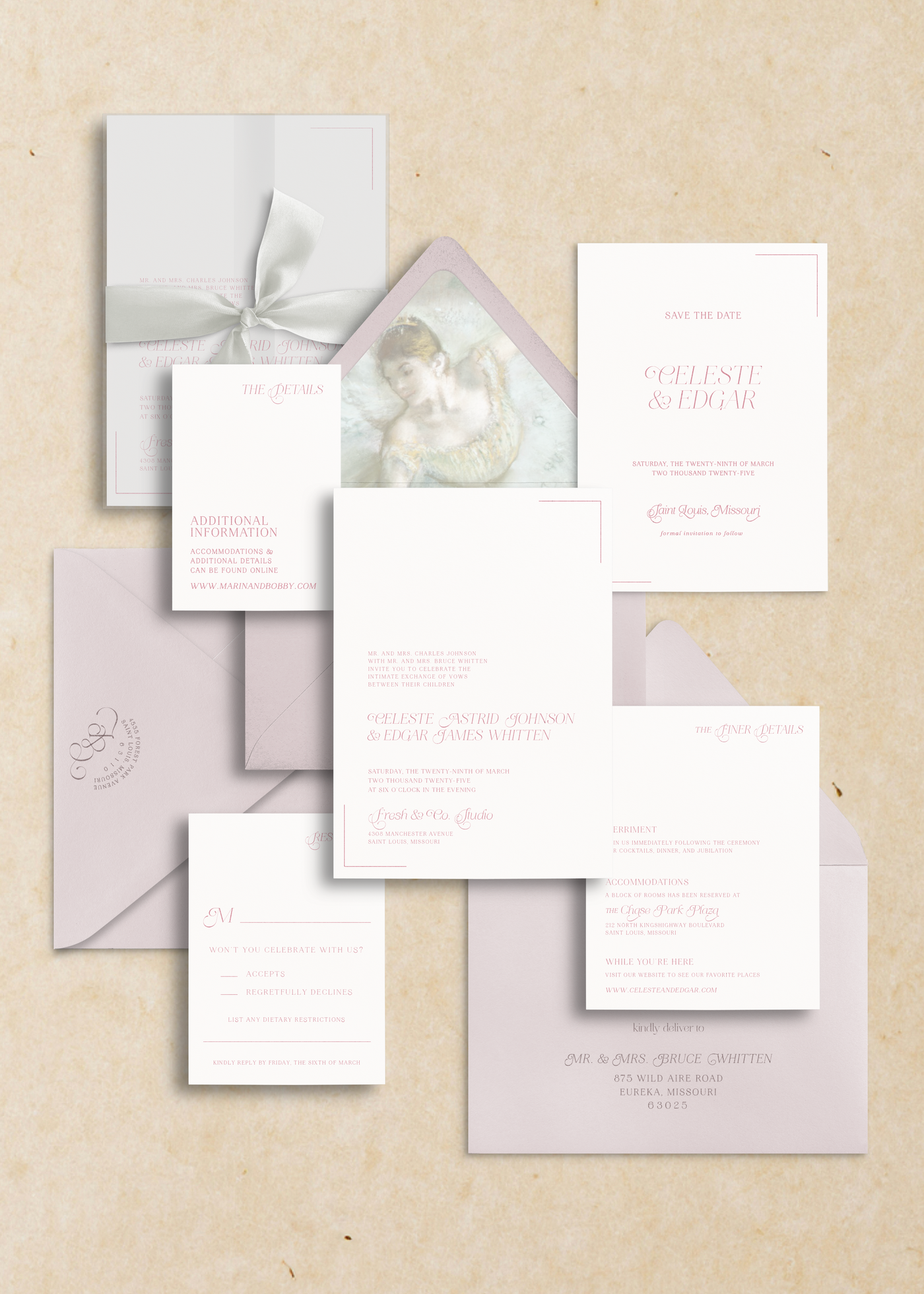 Celeste Semi-Custom Wedding Invitation Suite