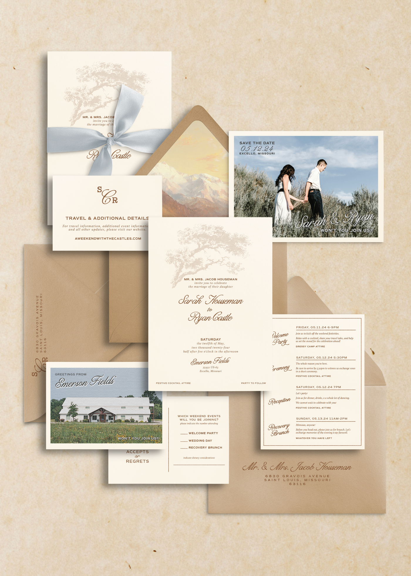 Emerson Semi-Custom Wedding Invitation Suite