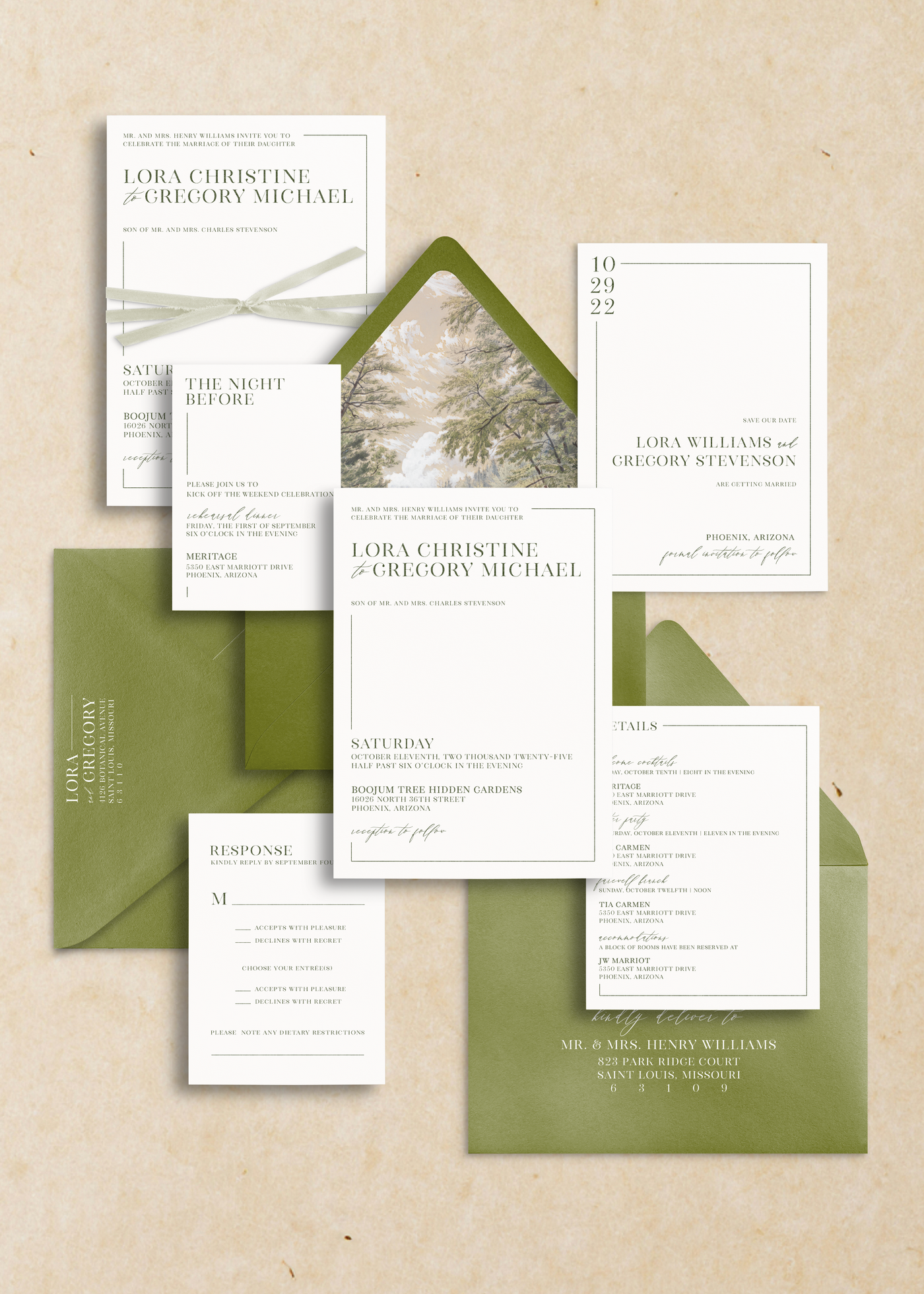 Lora Semi-Custom Wedding Invitation Suite