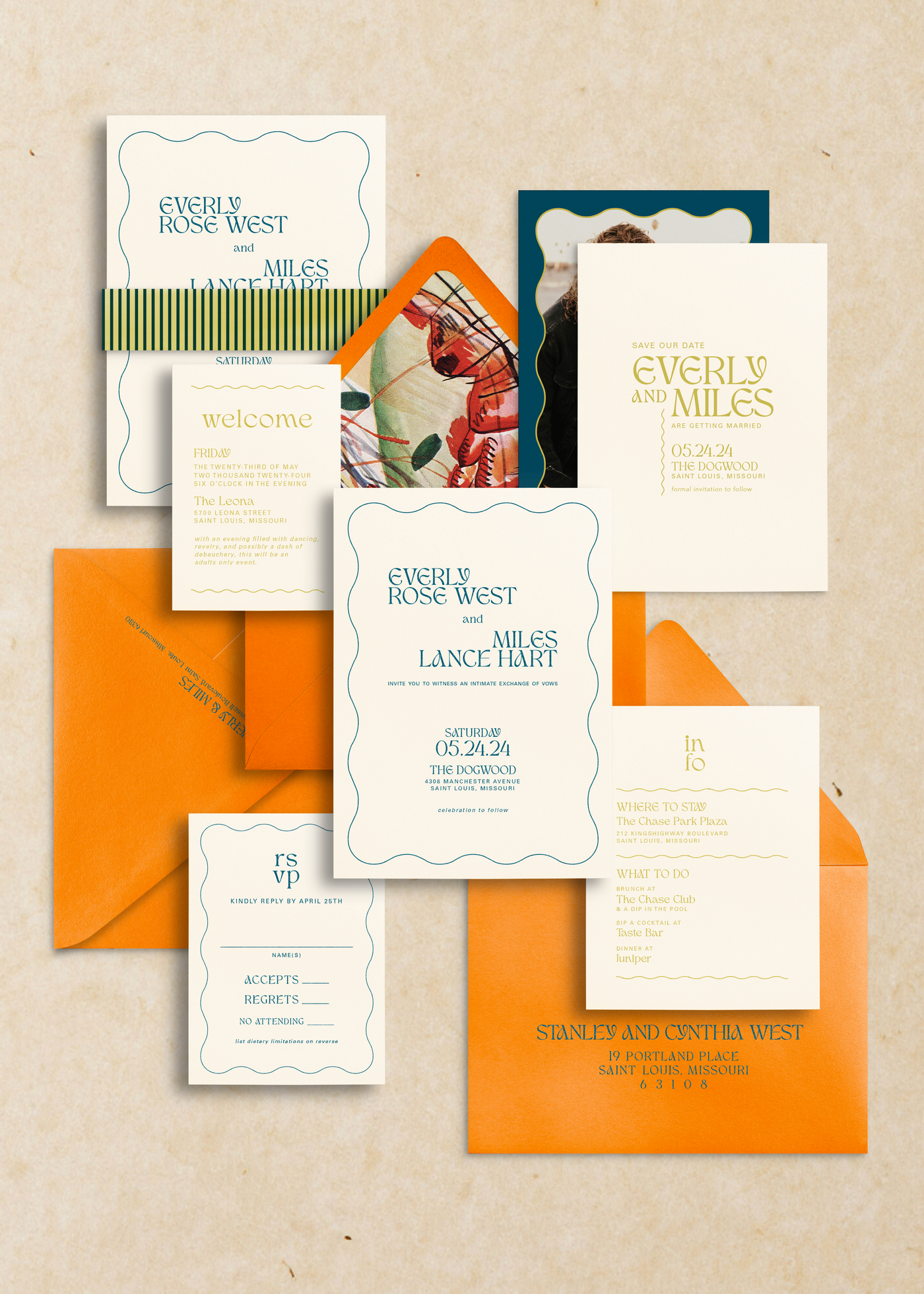 Miles Semi-Custom Wedding Invitation Suite