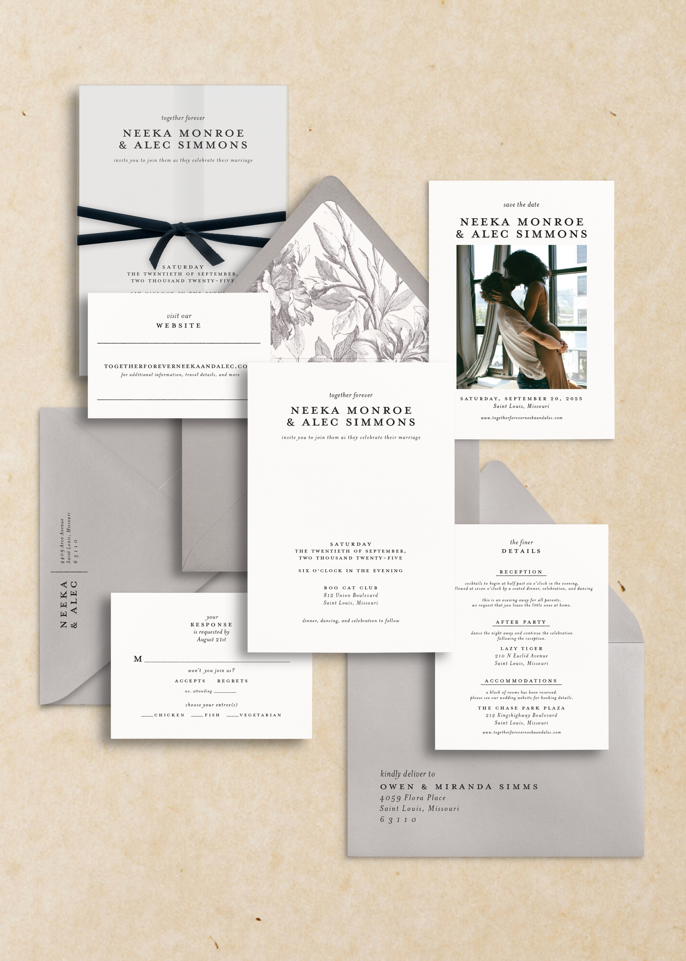 Neeka Semi-Custom Wedding Invitation Suite