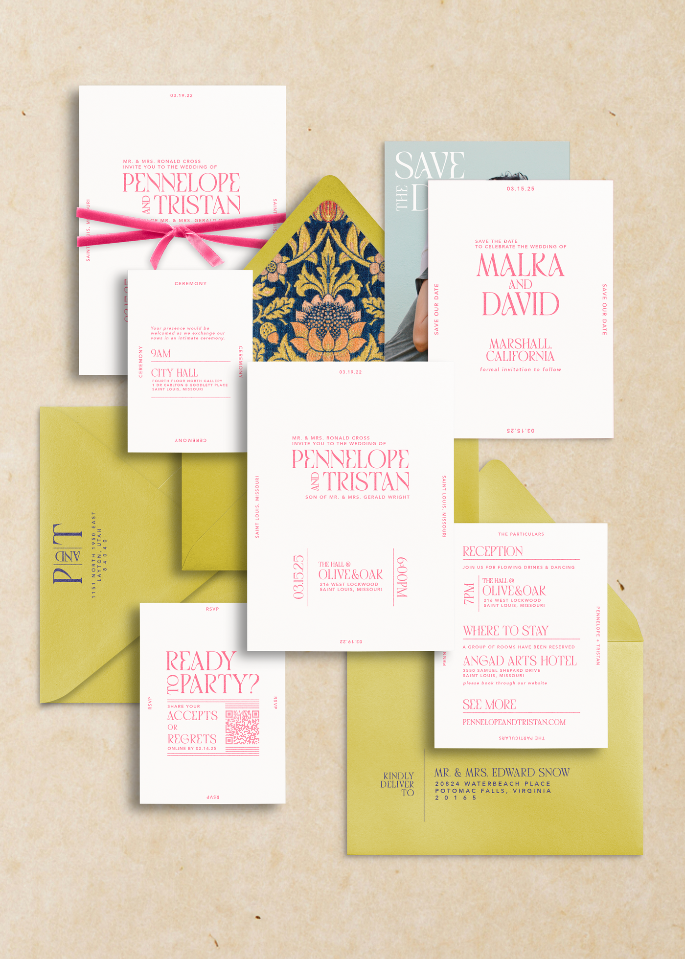 Pennelope Semi-Custom Wedding Invitation Suite