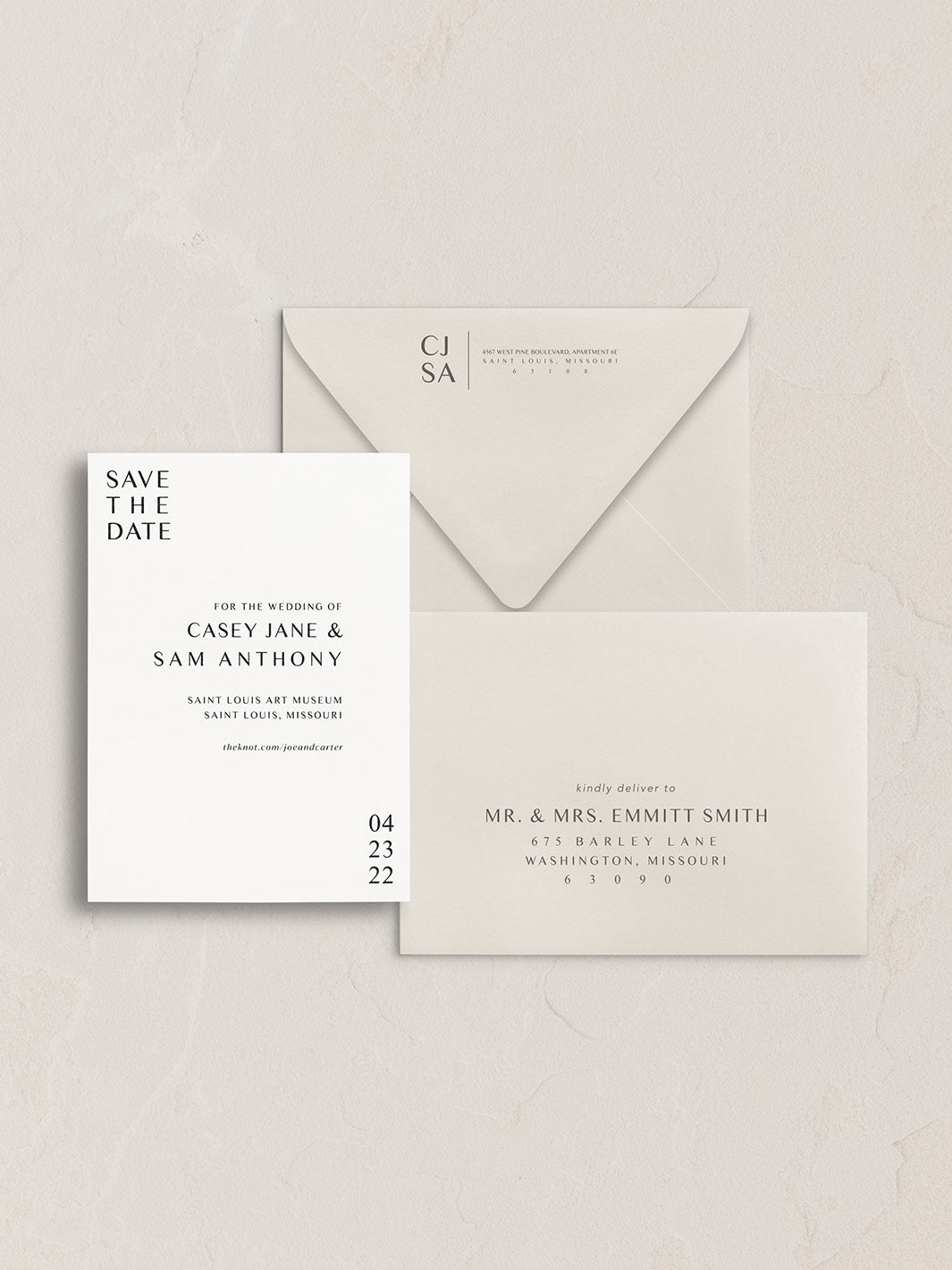 Casey Semi-Custom Wedding Invitation Suite from Leighwood Design Studio