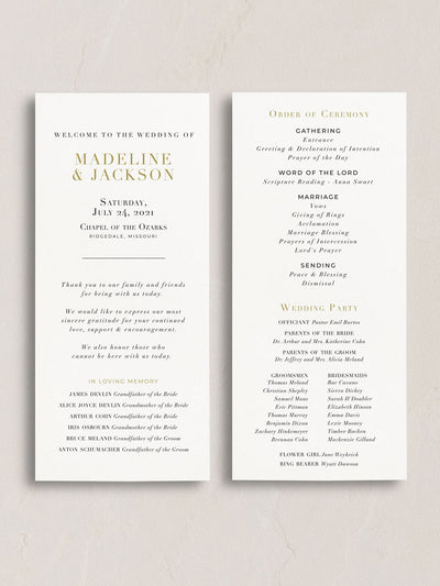 Kingston Ceremony Program from Leighwood Design Studio