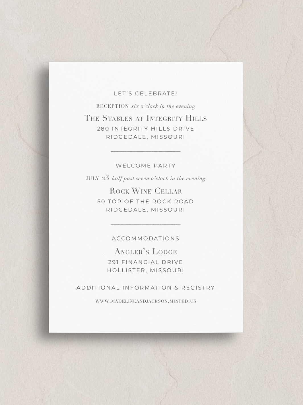Kingston Semi-Custom Wedding Invitation Suite from Leighwood Design Studio