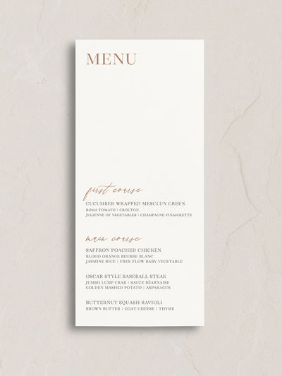 Lora Menu from Leighwood Design Studio